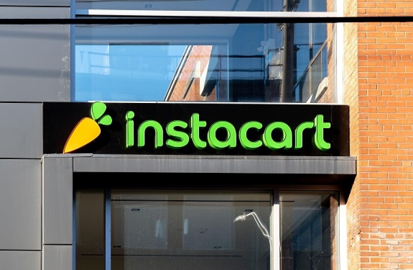 Toronto, Canada- November 14, 2020: Instacart company closeup sign is seen in Toronto, Canada.