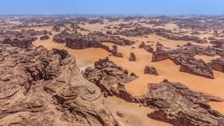Aerial view of desert landscape, Dedan, Medina, Saudi Arabia