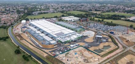 Aerial view of the new Google data centre under construction (July 2025), Waltham Cross, UK