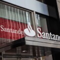 A Santander Bank branch is pictured in the New York City borough of Manhattan, NY
