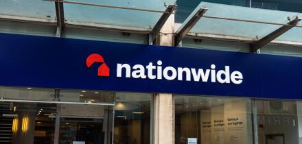 CARDIFF, UK - AUGUST 8, 2025 - The Nationwide Building Society branch in Cardiff showcases its logo and modern architecture, representing a key financ