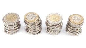 Four rolls of Euro Coins