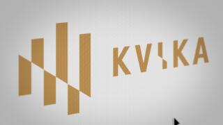 Logo of the public company Kvika banki displayed on a computer screen in close-up. Credit: PIXDUCE