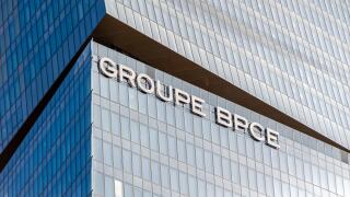 Exterior view of the headquarters of the French banking group BPCE, resulting from the merger of the Banque Populaire and the Caisse d'Epargne groups