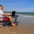 Business Man Working on Tropical Beach