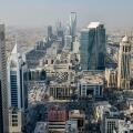 View from Al Faisaliah Tower over the skyline with the Kingdom Center, Riyadh, Saudi Arabia