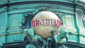 Wien, Austria - August 2023 Generali building, decorated with sculptures, located at Albertinaplatz square, in the historic city center.