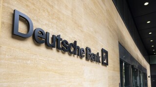 LONDON- JUNE, 2020: Deutsche Bank in the city of London, a large German  global financial service provider