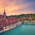Bern. Image of Bern, capital city of Switzerland, during dramatic sunset.