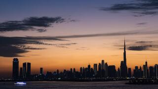 Dubai real estate background with Burj Khalifa