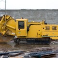 Vermeer Trenching machine on construction site.