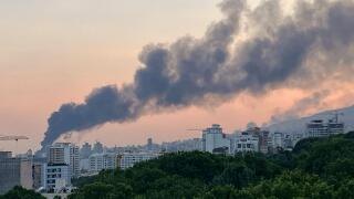 Smoke rises from the building of Iran's state-run television after an Israeli strike in Tehran, Iran, Monday, June 16, 2025. (AP Photo)