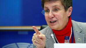 Elke Koenig, head of the Single Resolution Board, testifies before the European Parliament's Economic and Monetary Affairs Committee in Brussels, Belgium December 3, 2019.  REUTERS/Francois Lenoir