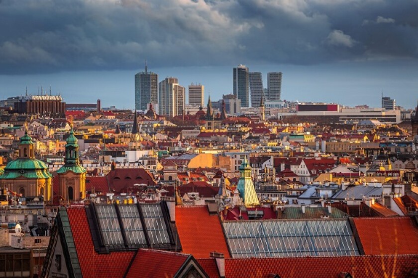 Prague business district from Alamy 24Jan24 575x375