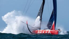 France, Vendee, offshore, IMOCA *Paprec Arkea* skippered by Yoann Richomme, one of the favorites of the Vendee Globe