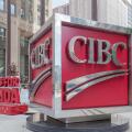 Sign of CIBC (Canadian Imperial Bank of Commerce) in Toronto?s financial district Toronto, Ontario.