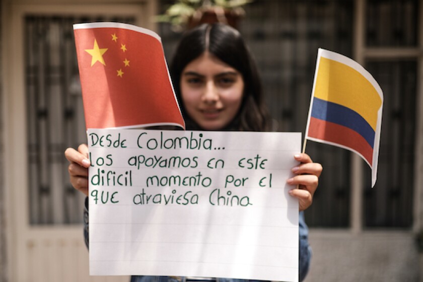 Bogota, Colombia, Coronavirus, message, support, China, Covid-19, LatAm