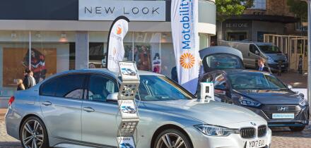 Bournemouth, Dorset UK. 18th Oct 2018. The very latest in electric and ultra-low emission vehicles (ULEVs) are showcased in Bournemouth Square as part of the government's Green GB Week (Green Great Britain week) to celebrate Clean Growth and promote the m
