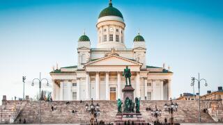 Beautiful view of famous Helsinki Cathedral in beautiful evening light, Helsinki, Finland