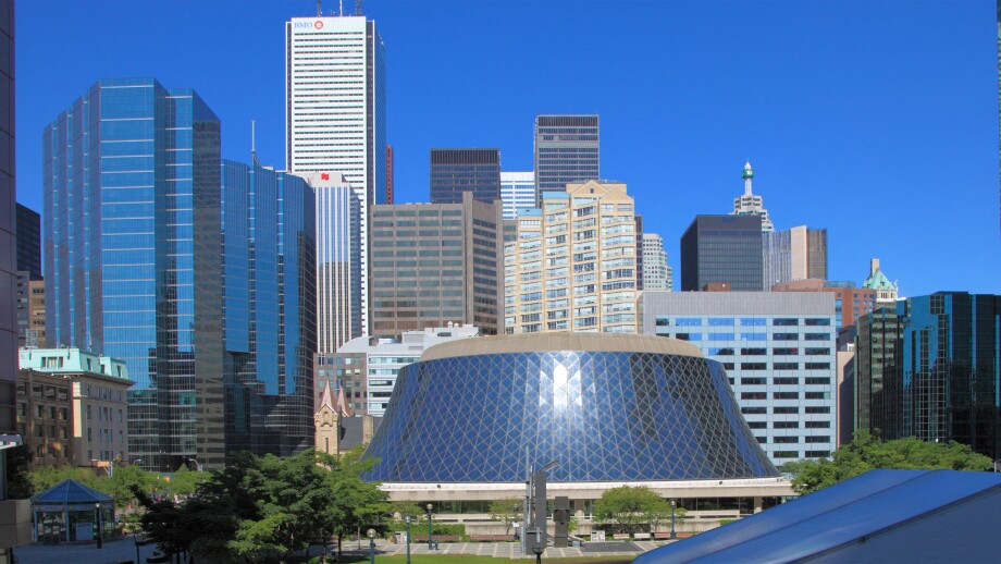 Canada, Ontario, Toronto, Financial District skyline, Roy Thomson Hall,