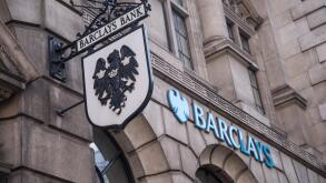 Barclays Bank sign with crest on 19 Fleet Street, London, England