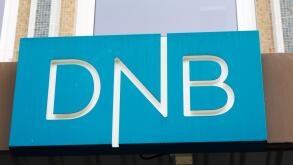 Trondheim, Norway - September 26, 2015: Close-up of the sign at the DNB office entrance. DNB is a Norwegian financial services group.