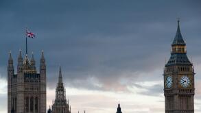Storms Clouds gathering over the UK Houses of Parliament, London, UK