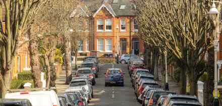 London- Residential street of terraced houses in Northfields, Ealing West London