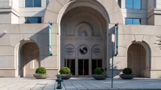 Washington, D.C. / USA - June 14 2020: Headquarters building of the Inter-American Development Bank, BID, in Washington.