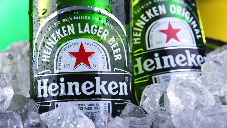 POZNAN, POL - NOV 22, 2019: Bottles of Heineken Lager Beer, the flagship product of Heineken International which owns over 125 breweries in more than