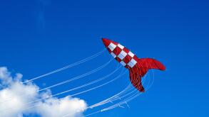 FRANCE, PAS-DE-CALAIS (62) BERCK-SUR-MER, KITE FESTIVAL, TINTIN ROCKET KITE FLAT BY MICHEL COLIN FRENCH KITE DESIGNER