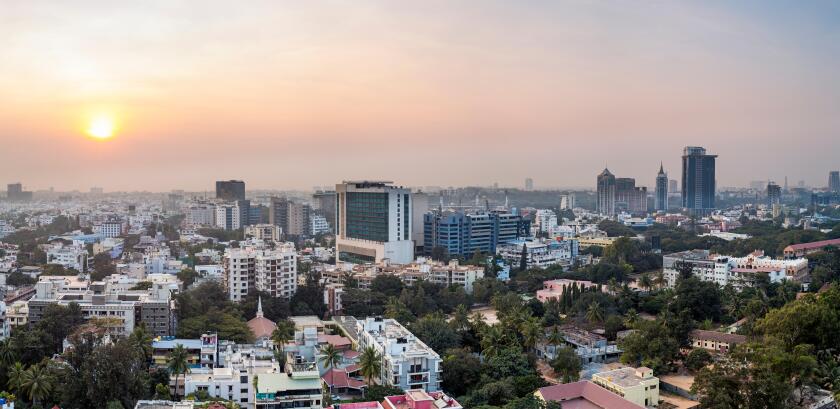 City skyline, Bangalore (Bangaluru), capital of the state of Karnataka, India, Asia