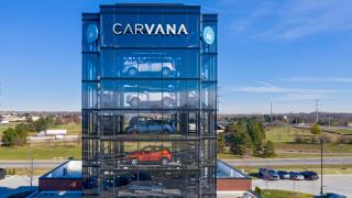 Novi, Michigan - A Carvana car vending machine in suburban Detroit. Customers buy the company's used cars online, and can pick up them up at a car ven