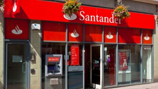Exterior of the Santander bank branch on Queen street Cardiff South Glmorgan South Wales UK GB EU Europe