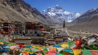 Mount Everest Base Camp with Rongbuk Monastery in Shigatse, Tibet