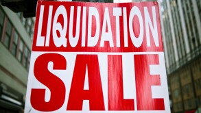 A liquidation sale is advertised in Midtown Manhattan in New York on Sunday, September 2, 2012. (© Richard B. Levine)