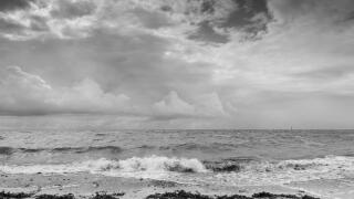 Cloudy sky at the coast, Fehmarn island, Schleswig-Holstein, Germany, Europe