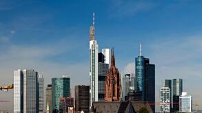 Frankfurt skyline with skyscrapers, Frankfurt, Hessen, Germany