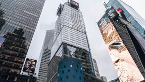New York, United States. 04th Jan, 2021. View of the building where TikTok parent Bytedance reportedly agreed a 10-year lease of office space at 151 West 42st Street formely known as 4 Times Square in New York on January 4, 2021. (Photo by Lev Radin/Sipa 