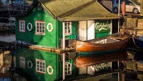 Floating cafe, Christianshavns canal, Copenhagen, Denmark