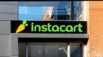 Toronto, Canada- November 14, 2020: Instacart company closeup sign is seen in Toronto, Canada.