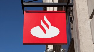 Santander bank sign, UK
