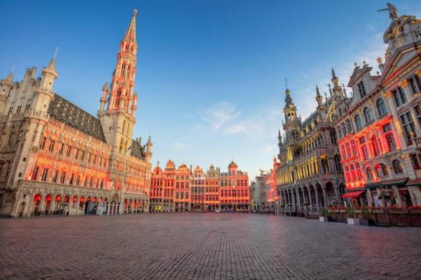 Brussels, Belgium. Cityscape image of Brussels with Grand Place at sunrise, 575