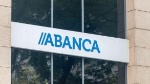 Lisbon, Portugal - December 5, 2022: Logo and sign of Abanca Spanish bank.