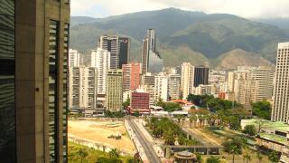 Caracas skyline view from Central Park complex with Avila mountain