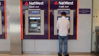 NatWest cash machines in London, England.