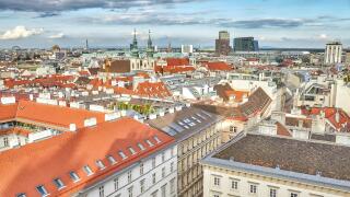 Vienna view from the north tower of St. Stephen's Cathedral, Austria.