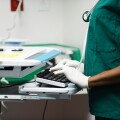 Healthcare worker using computer