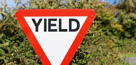 Yield road sign in Ireland.