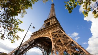 Eiffel Tower Surrounded by Autumnal Trees Paris France